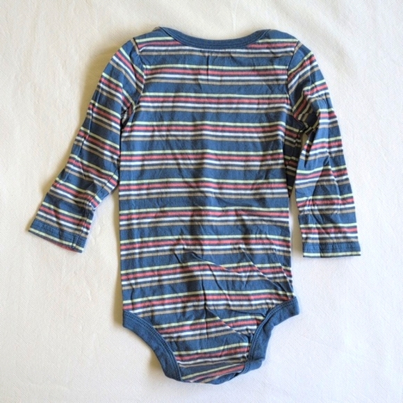 george blue striped cotton long sleeve bodysuit diaper shirt 18-24 months baby - Picture 5 of 5